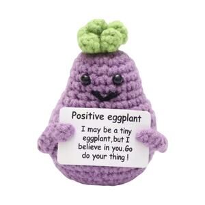 Positive Eggplant Plush – Motivational Message Mini Friend & Comfort Companion